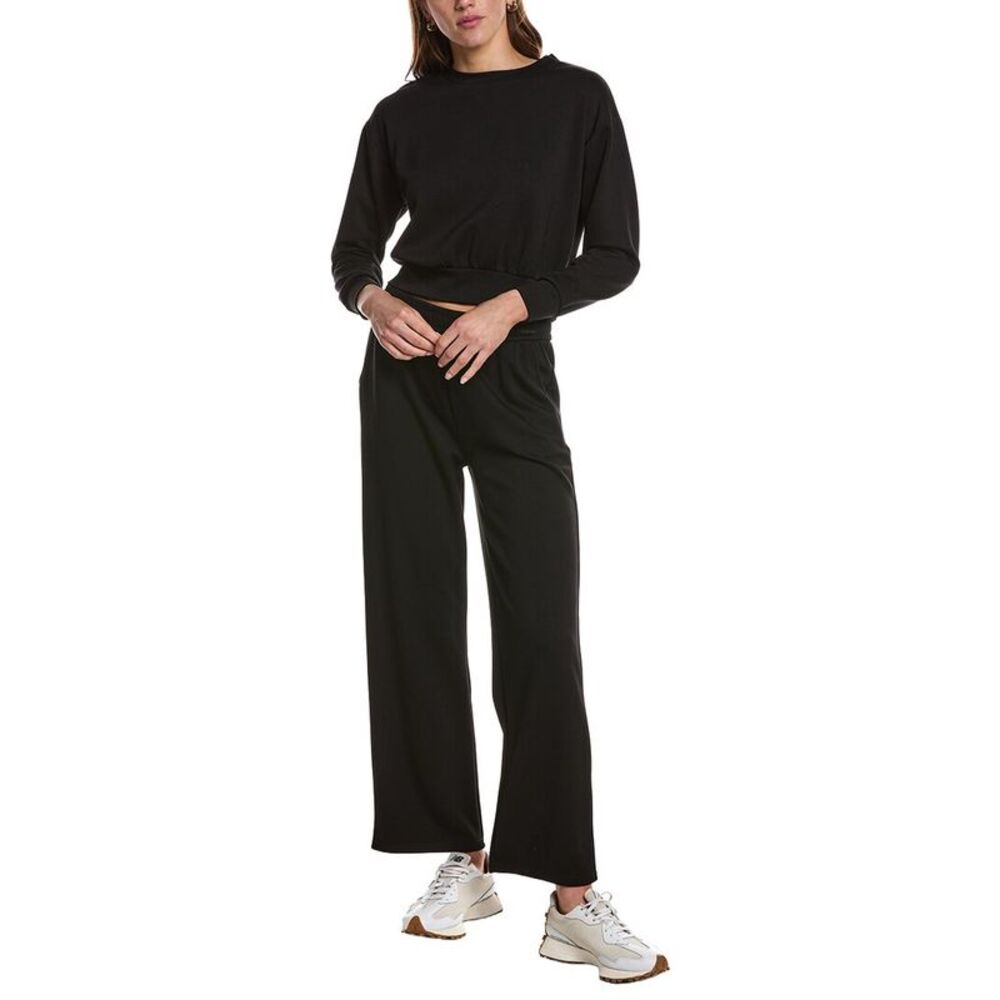 Marion Womens  28In 2Pc Straight Pant & Sweatshirt Set, Black